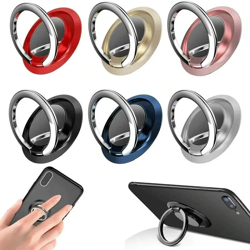 Maxy Mini Finger Ring Holder Stand Grip 360 Rotating For Mobile Phone Car Magnetic Mount Phone Back Sticker Pad Unniversal Bracket