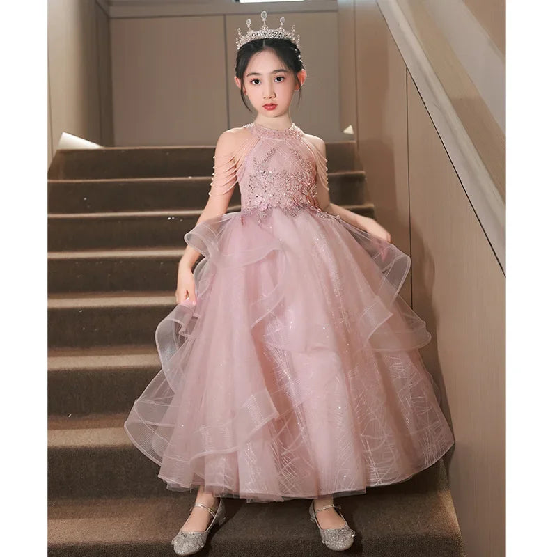 Maxy Princess luxury girl children's Birthday party dress for Kids 8 14 years prom dresses pageant teen bridesmaid Wedding ceremony Ball Gowns