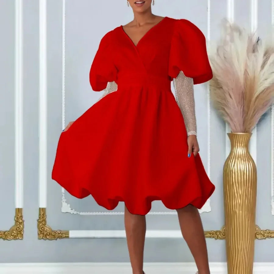 Maxy African Dresses for Women Elegant Dashiki Autumn Spring Maxy Dress Ladies Traditional African Clothing Fairy Dresses