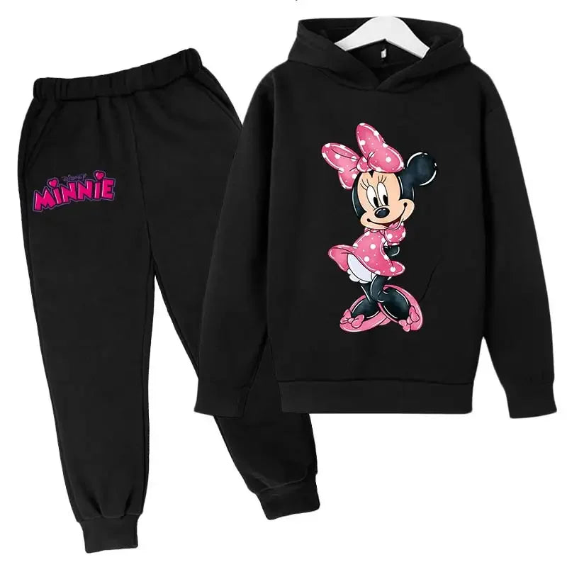 Minnie Mouse Clothes Set For Baby Girls With Autumn Winter Suit Mickey Mouse Toddler Kid Hoodies Set Infant Boy Clothing