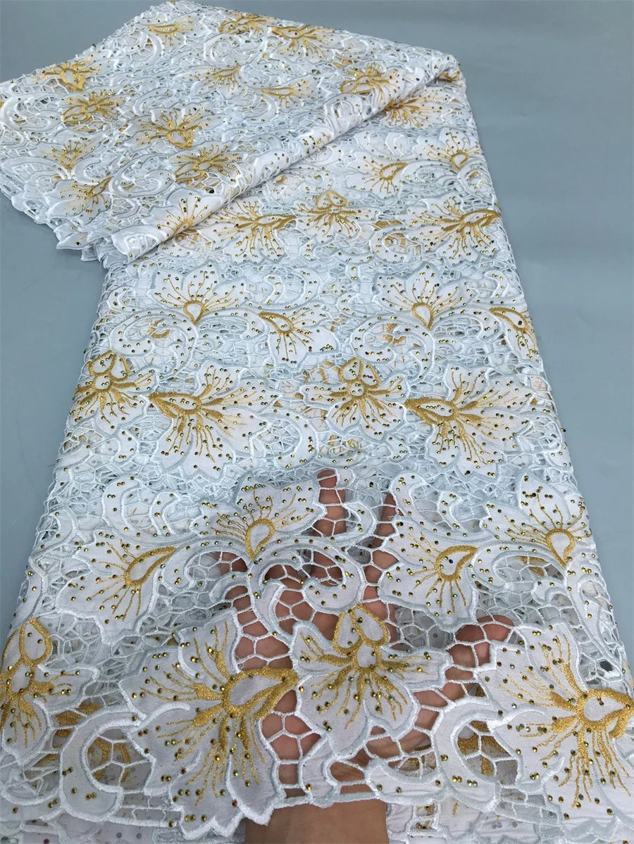 Maxy Swiss Cotton In Switzerland Lace African Lace Embroidered Fabrics for diy Elegant Sewing For Women Wedding Dresses,2.5yards 4021