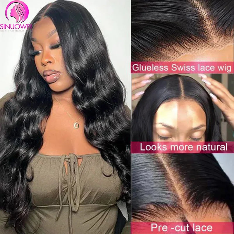 Maxy 5x5 Glueless Wig Human Hair Body Wave PrePlucked Pre Cut 13x4 Transparent Body Wave Lace Frontal Wig Brazilian Wigs For Women