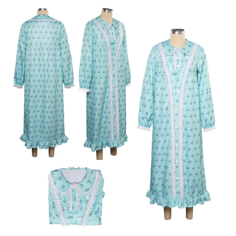 The Exorcister Cosplay Costume Men Role Paying Horror Blue Robe Women Nightgown Dress Outfits Halloween Carnival Party Suit