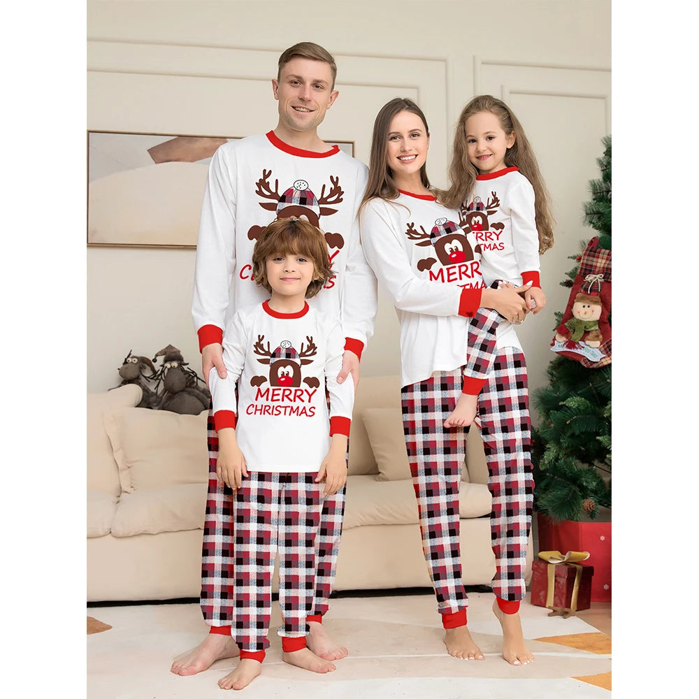 Christmas Family Matching Pajamas Set 2025 New Year Father Mother Daughter Son Long Sleeve Plaid Sleepwear Baby Soft Romper