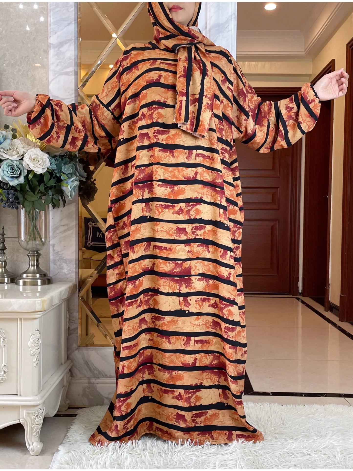Maxy Muslim Robe Neswest Turban Turkey Prayer Women Floral For Loose East  Dubai Cotton Abaya Femme Middle Ramadan African Dress