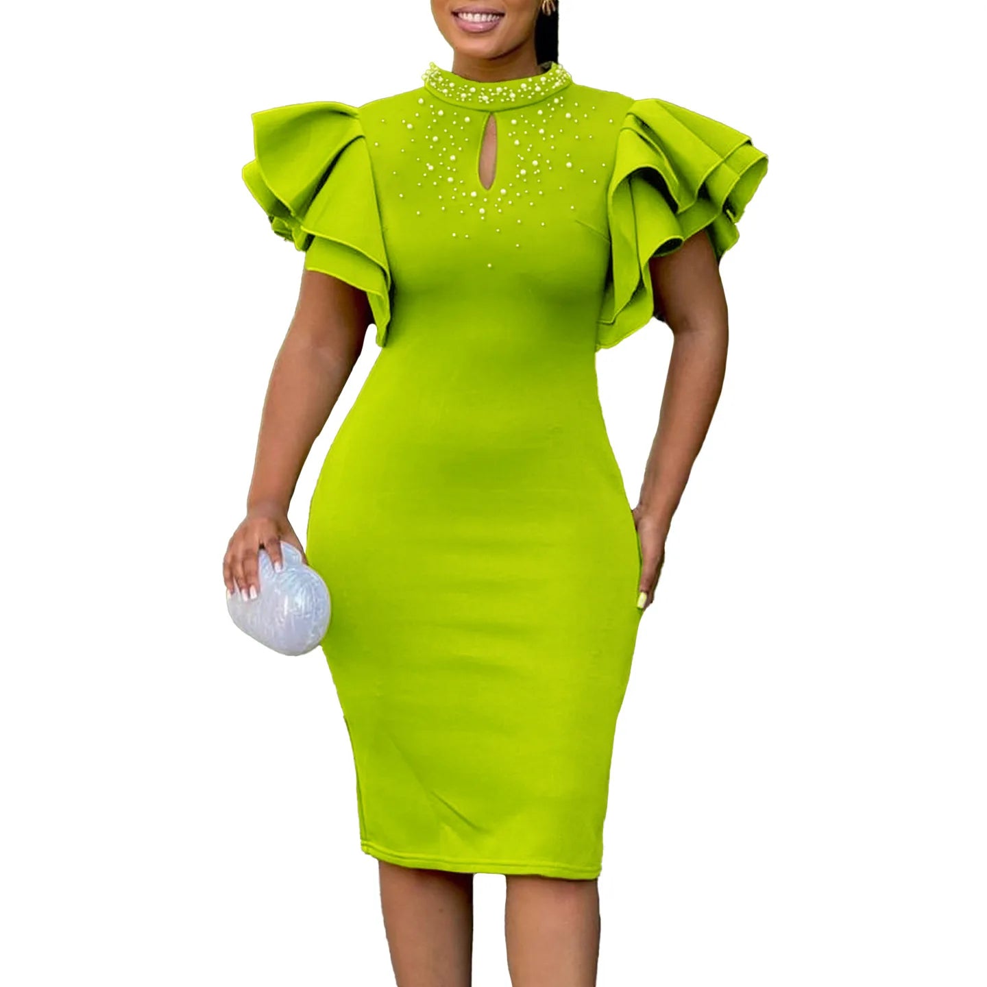 Dress Women Spring Summer Sexy Ruffle Sleeve Beaded Embroidery African Ethnic Party Evening Gown Maxi Dresses