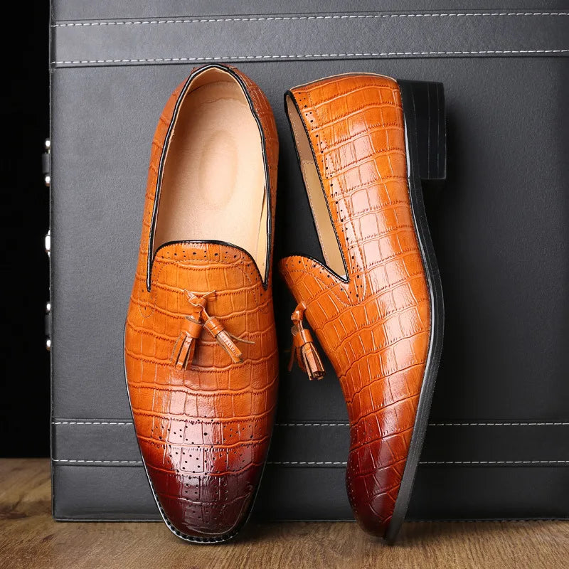 Amay New Italian Men's Dress Shoes Big Size Loafers Classic Tassel Comfortable Business Office Men Casual Shoes Formal Wedding Shoes