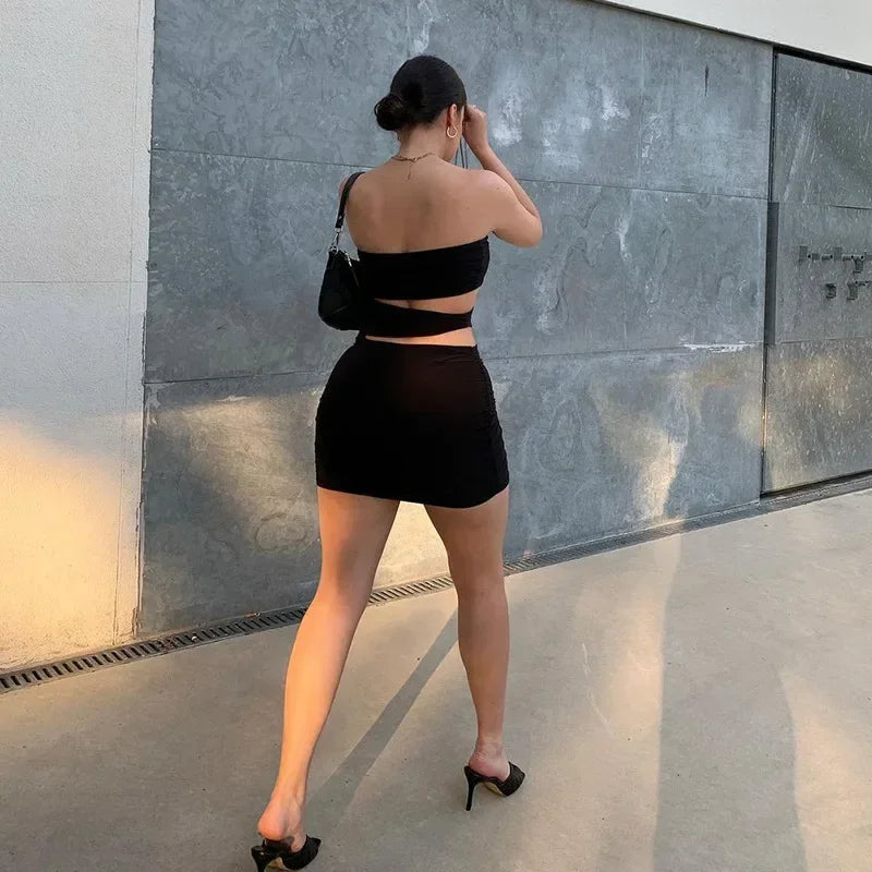 Maxy Summer Sexy Spice Girl Style Pleated Hollow Out Bodycon Night Club Party Dress for Women Plus Size 9XL 8XL 7XL 6XL