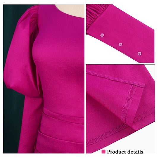 One Shoulder Party Dress for Women Fuchsia Irregular Bodycon Package Hip Evening Birthday Event Midi Gowns Outfits Large Size