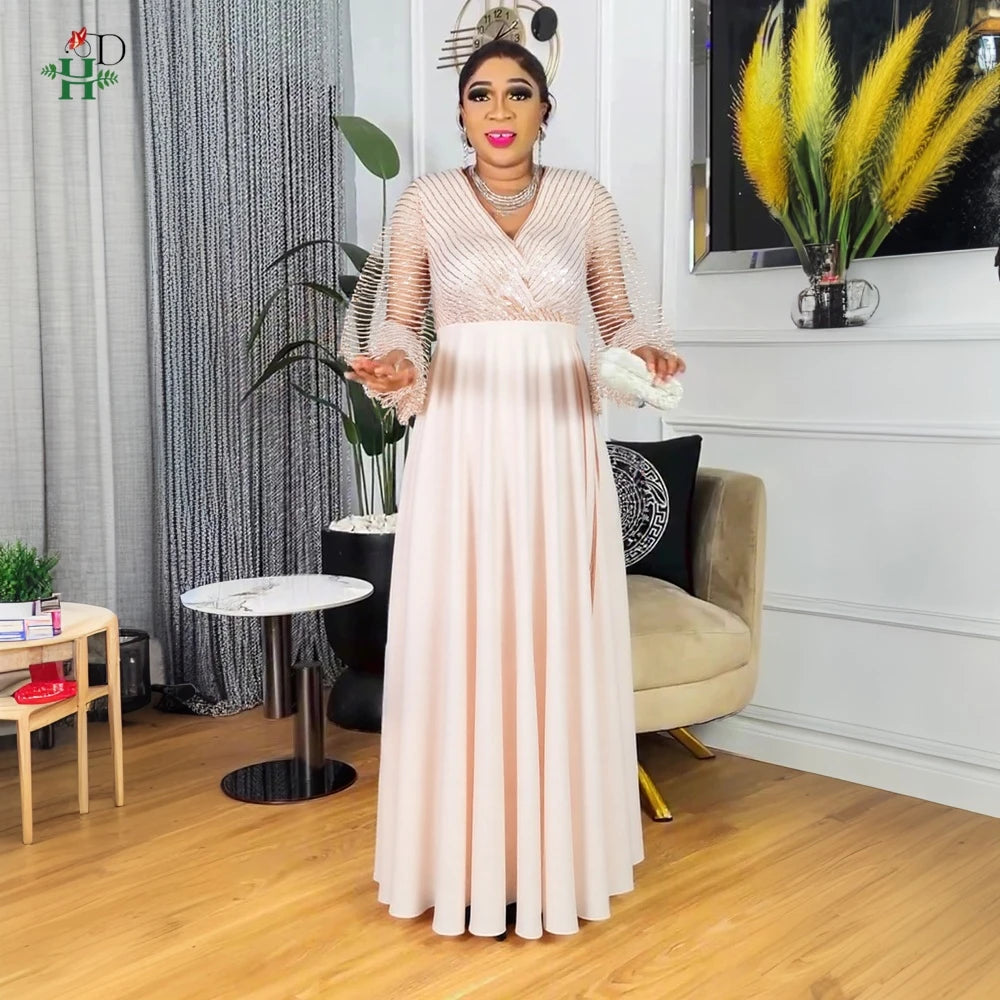 Amay H&D For African Women Plus Size Clothes Luxury Wedding Party Maxy Fashion Dresses Evening Gown Turkey Sequin Robe Dress New