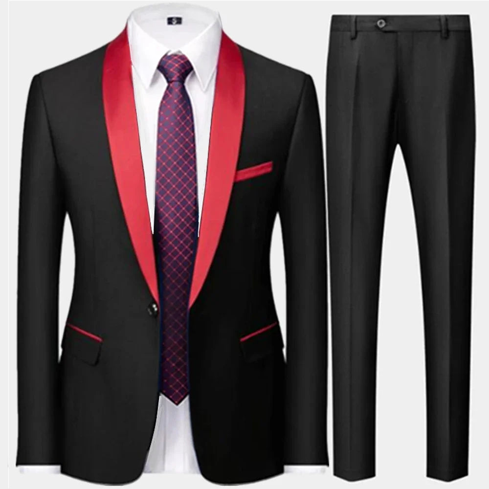 Visco Men's British Style Slim Suit 3 Piece Set Jacket Vest Pants / Male Business Gentleman High End Custom Dress Blazers Coat  S-6XL