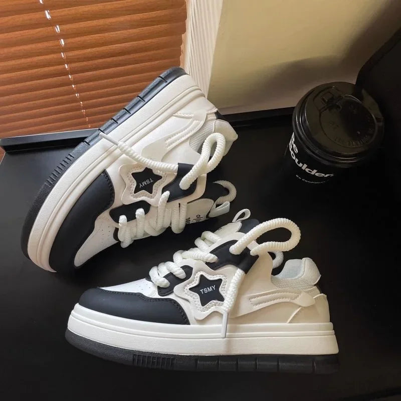 Maxy Star Walking Sneakers Y2K Platform Shoes Thick Sole Comfortable Running Shoes Aesthetic Tennis Shoes for Walking Jogging