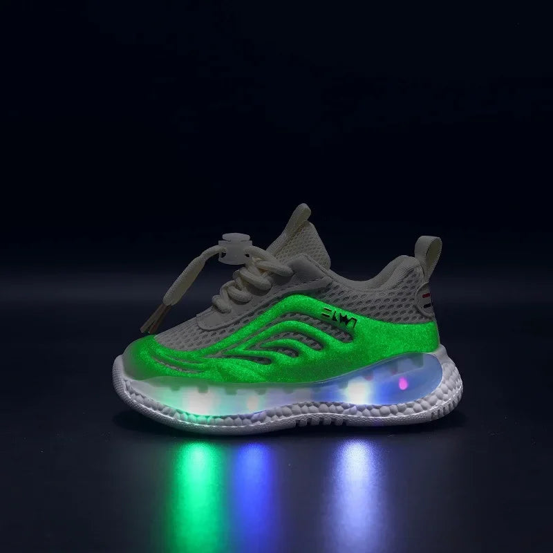Maxy Girls Sneakers Breathable Tennis Trainers Kids Shoes Luminous Light Running Shoes Baby Boy Toddler Shoe Illuminated Sport Shoes
