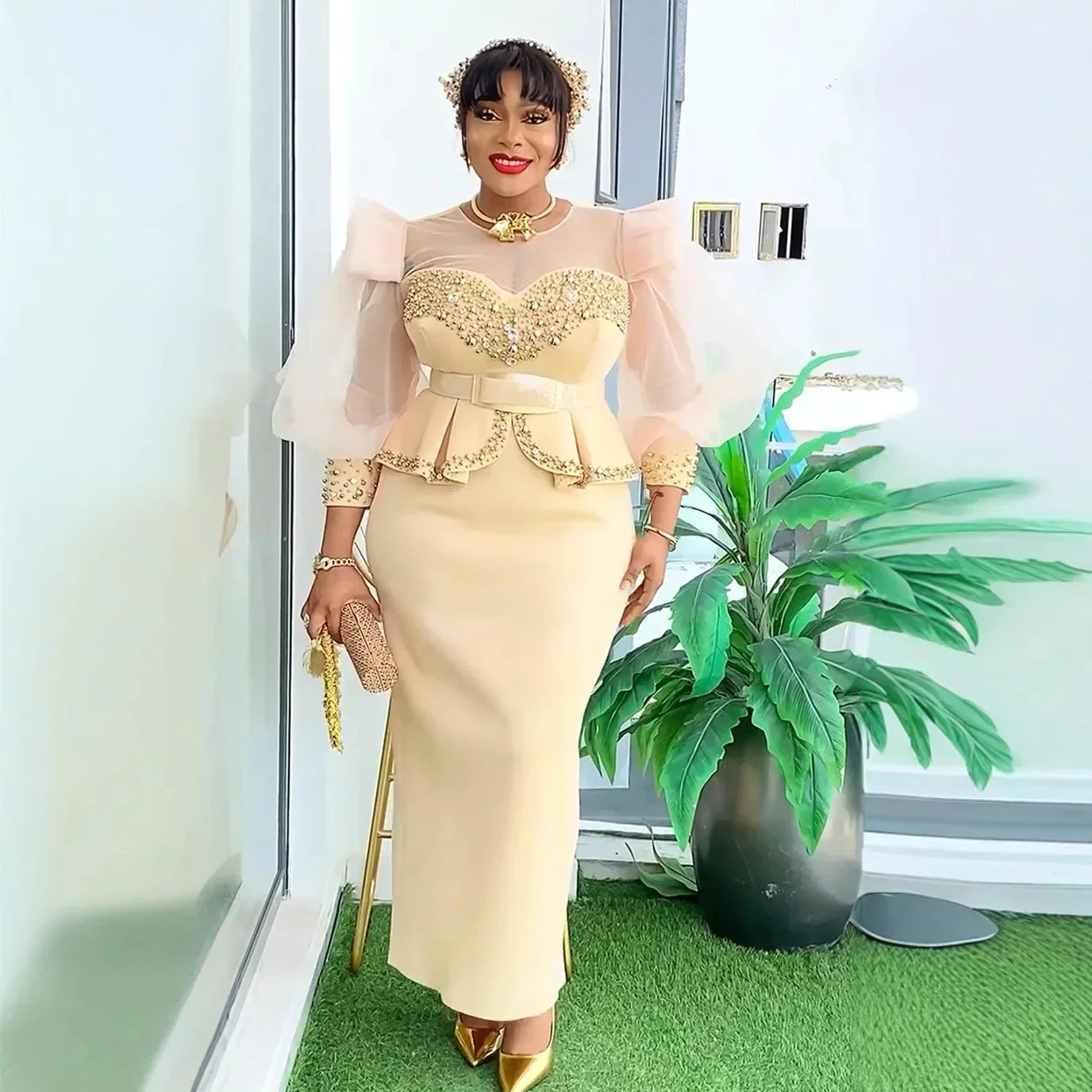 Amay Elegant Dresses for Women New Africa Clothing Plus Size Turkey Wedding Party Long Dress Dashiki Ankara Outfits Robe