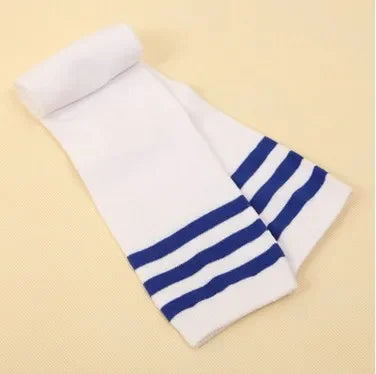 Maxy Kids Knee High Socks Girls Boys Football Stripes Cotton Sports School White Socks Skate Children Baby Long Tube Leg Warm