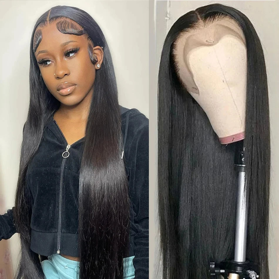 Maxy So Great 13x4 Lace Frontal Bone Straight Human Hair Wigs 13x6 Hd Lace Frontal Wig Straight Natural Black Wig Pre-Pluck For Women
