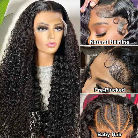 Maxy 13x6 HD Transparent Deep Wave Lace Front Wigs Human Hair Wigs for Women Glueless Brazilian Virgin Lace Frontal Wigs Human Hair