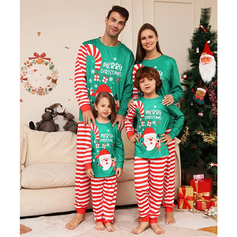 Family Christmas Matching Pajamas Outfits Set 2024 Adult Kids Baby Same Look Tops Pants Xmas Sleepwear Pyjamas Couples Clothes