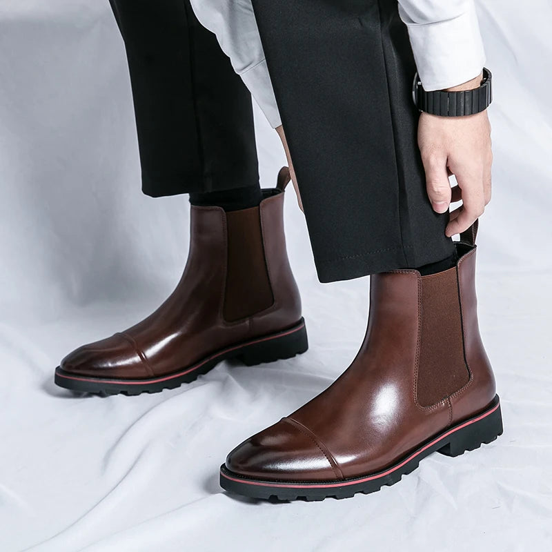 Amay Mens High Top Dress Shoes Men's Formal Original Leather Italian Skin Shoes for Men Elegant Casual Business Luxury Social Male