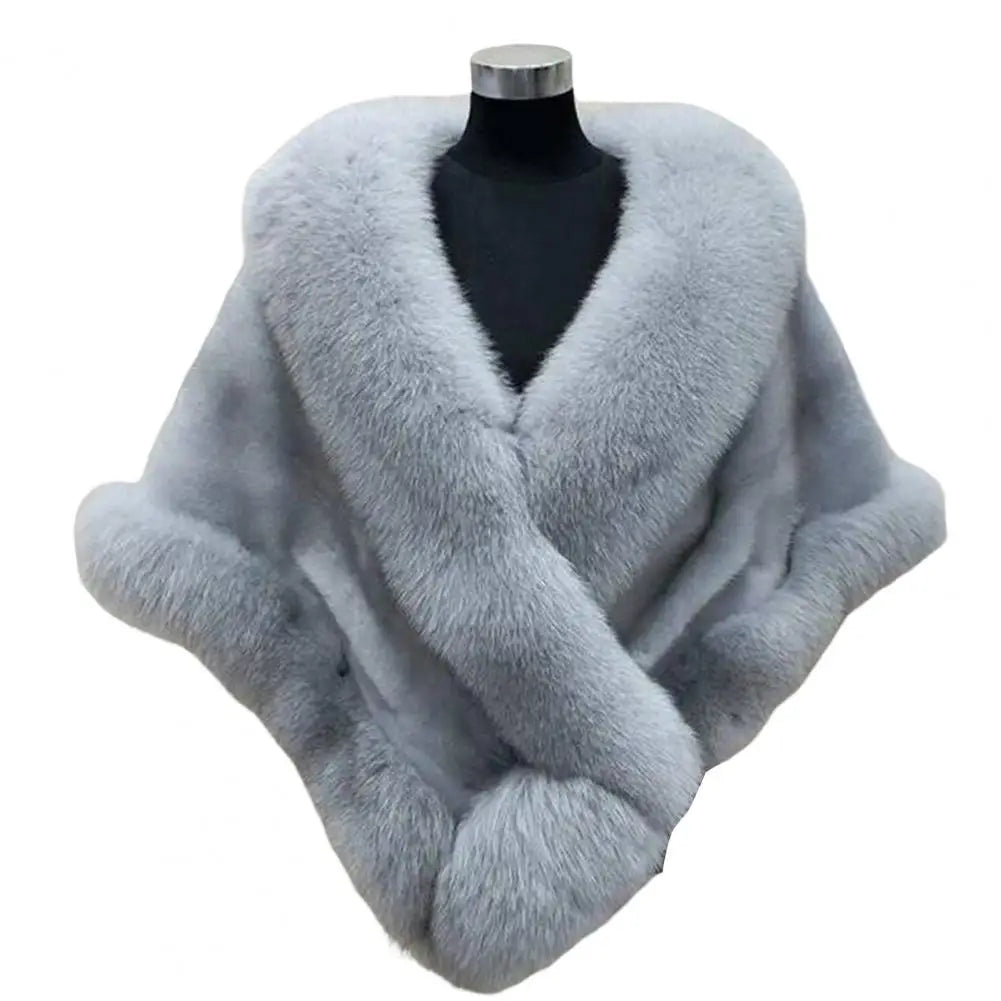 Gacy Faux Fur Mercygrace Faux Rabbit Collar Winter Shawls Elegant Bridal Fur Wrap Shawl Plush Warm Cape Coat Fluffy grace Women Jacket