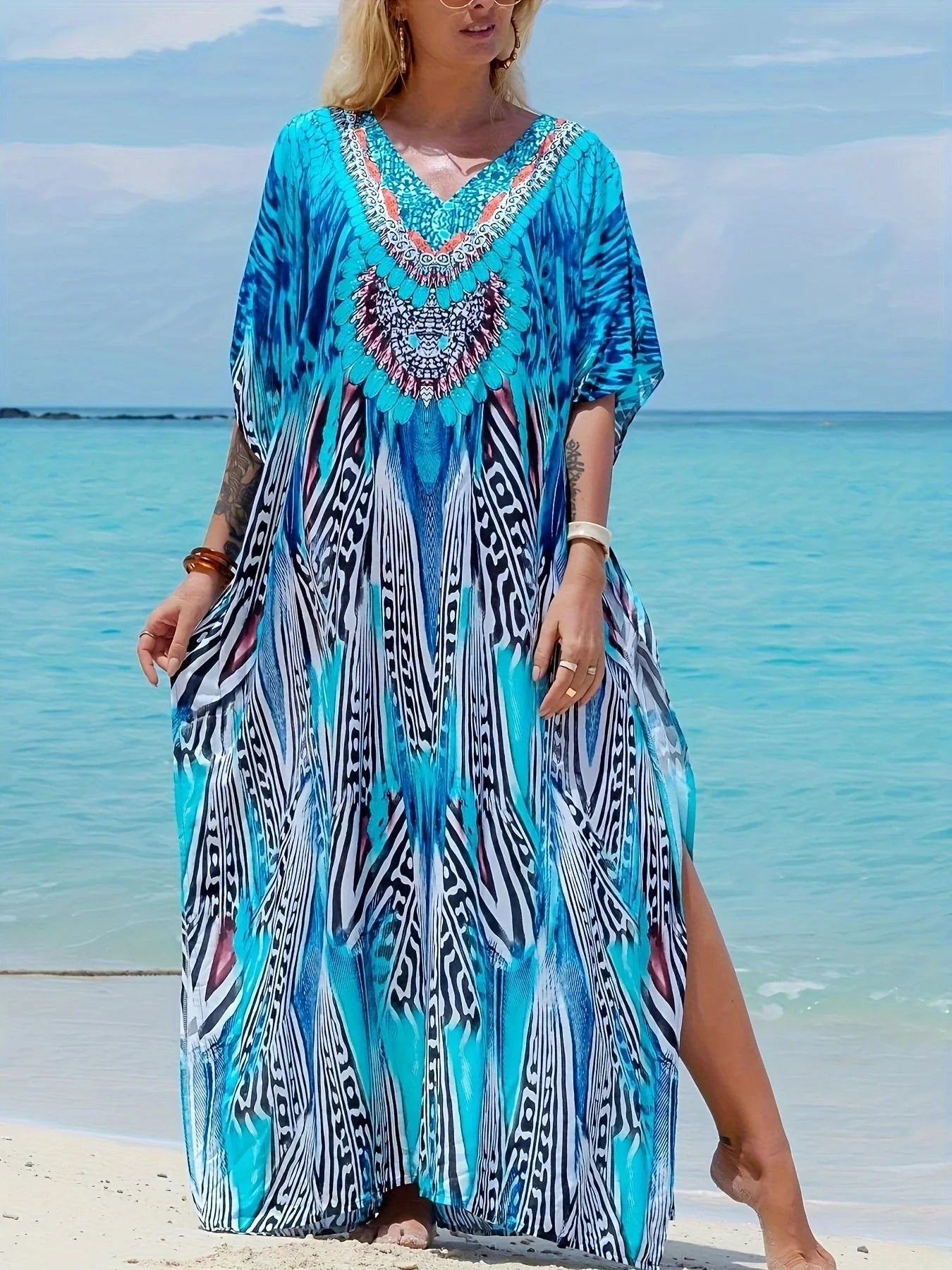 Maxy Fantasy Batik Tie Dye Dress Women Summer Rayon Long Dress Bali Beach Cover Ups Holiday Resortwear Bath Pullover Robe Kaftan