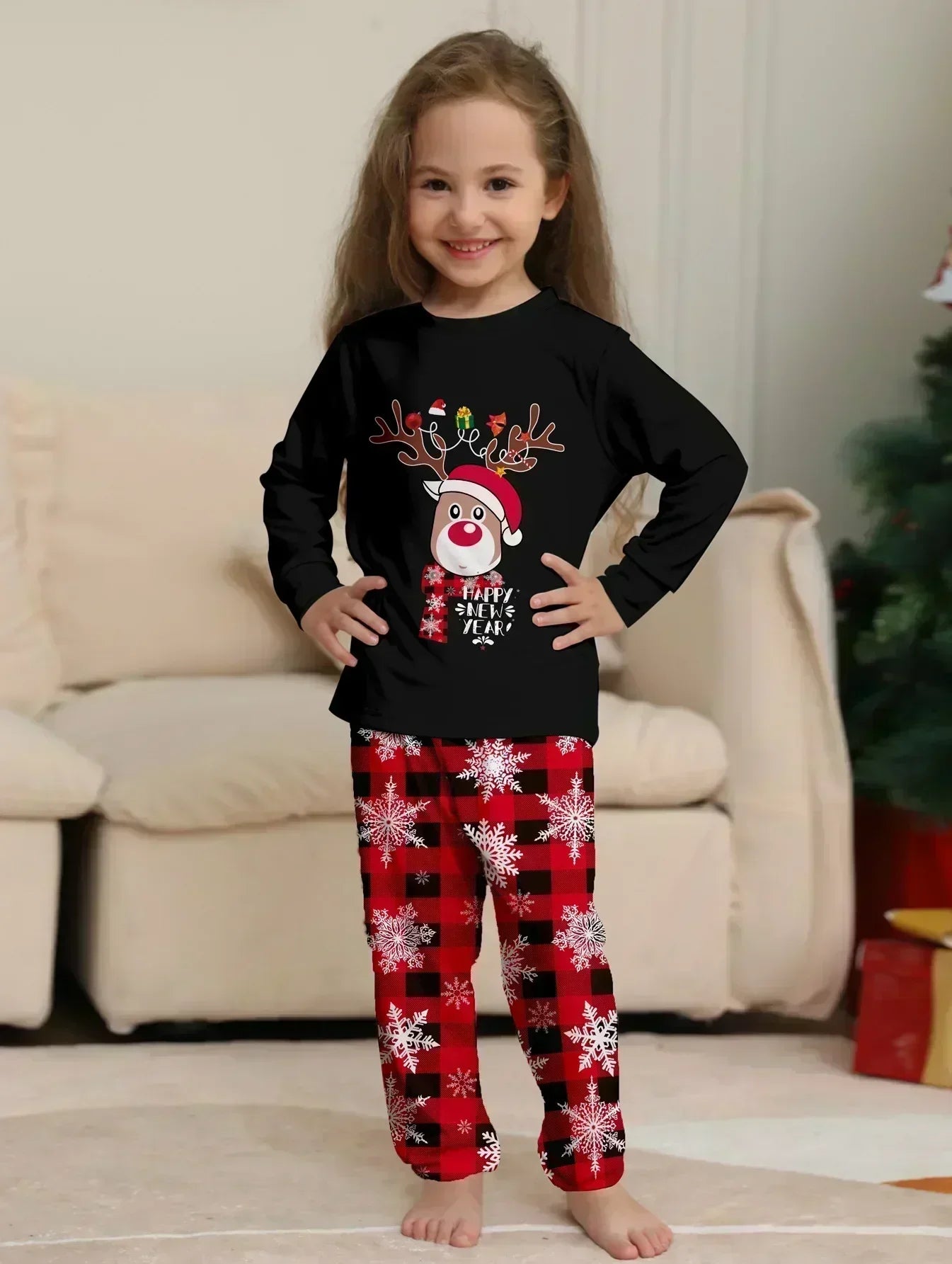 New Year's Costumes 2024 Cartoon Max Print Christmas Parent-child Matching Pajamas Set Boys Girls Sleepwear Xmas Family Look Pjs