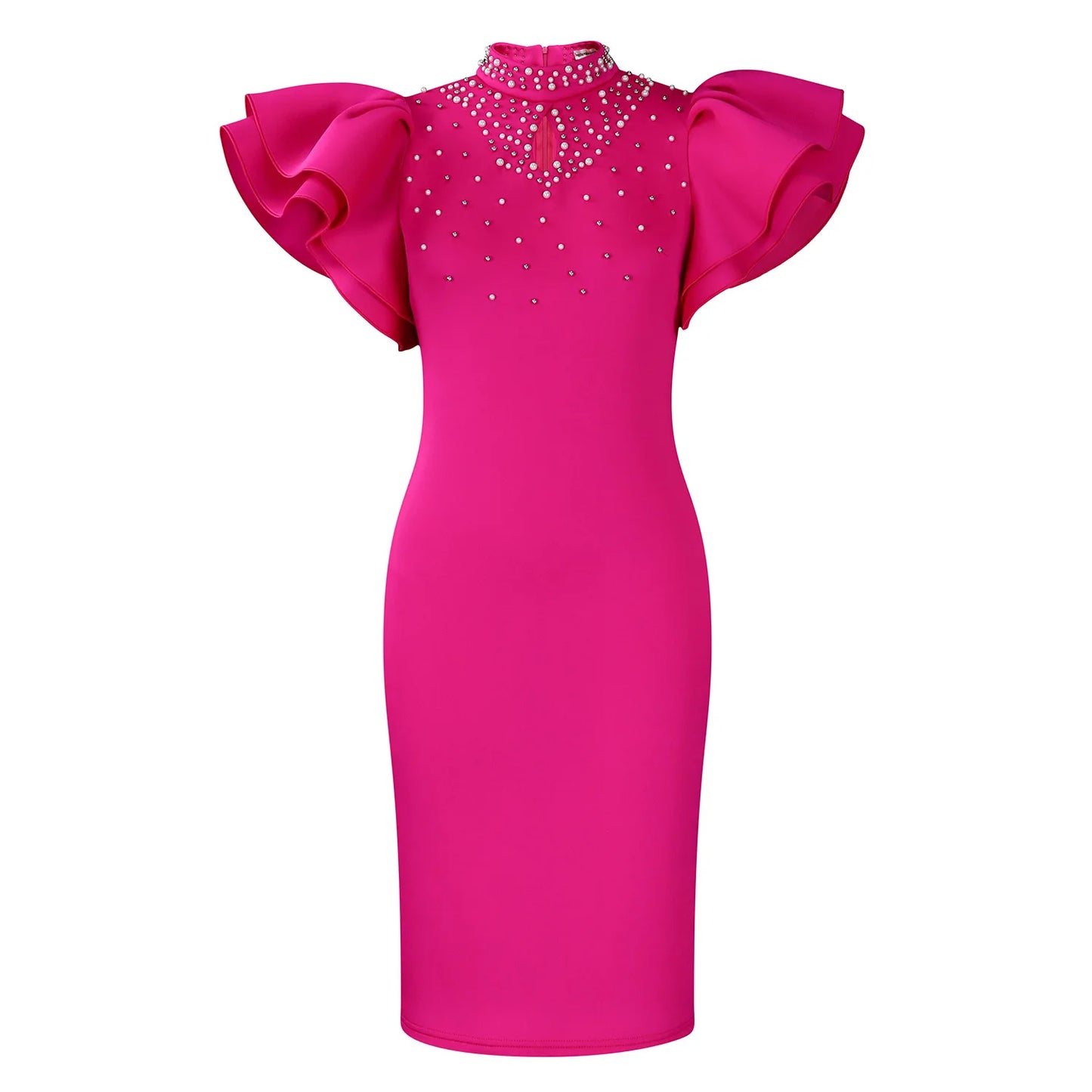 Dress Women Spring Summer Sexy Ruffle Sleeve Beaded Embroidery African Ethnic Party Evening Gown Maxi Dresses