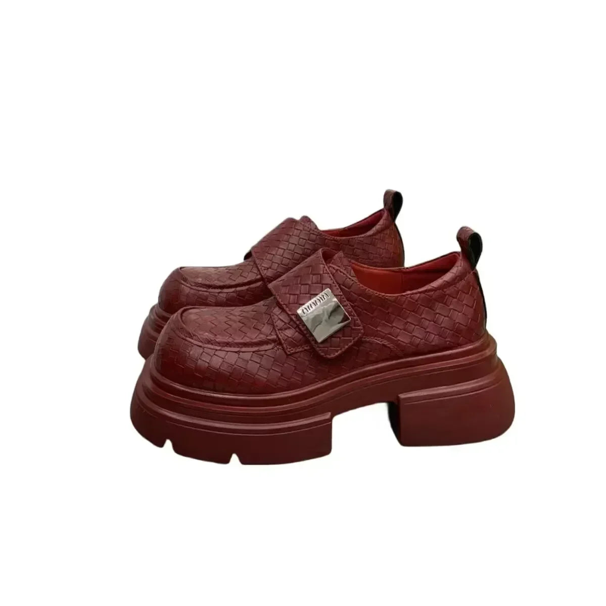 Maxy New Square Head British Small Leather Shoes Children's Fashion Trend Red Thick Sole Elevated Single Shoes
