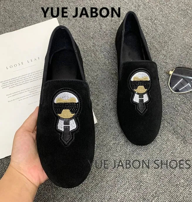 Visco New Fashion Men Rhinestone Shoes British Men's Flats Smoking Slippers Men Loafers Dress Shoes Black Casual Shoes Gladiator Mens