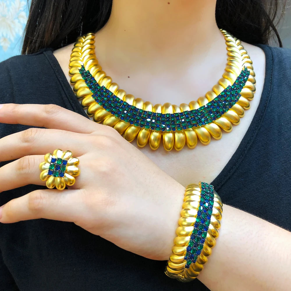 Maxy Famous Brand Bling Sequins Luxury Jewelry Sets For Women Wedding Party Zircon Wedding Bridal Jewelry Set