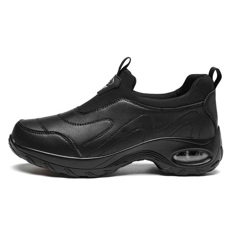 Momsis New Women Slip on Nice Casual Shoes Leather Sneakers with Air Cushion Sports Anti-Skid Comfortable