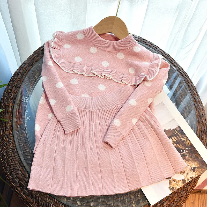 Maxy Girls Sweater Sets Winter Autumn Knitted Sweater Top Skirt Toddler Girl Clothes Children's Clothing Girl Warm Kids Clothes Suits