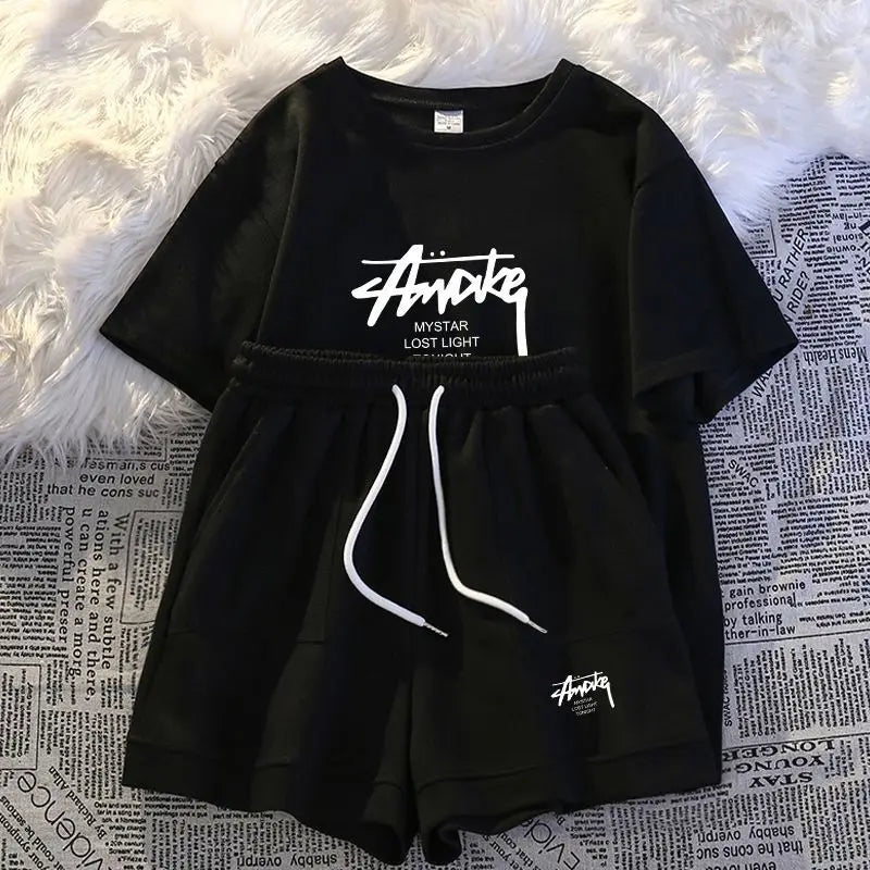 Maxy New Women's Plus-size Set Adult Short-sleeve and Shorts Two-piece Set Children's Loose Casual Set Women's T-shirt and Shorts Set