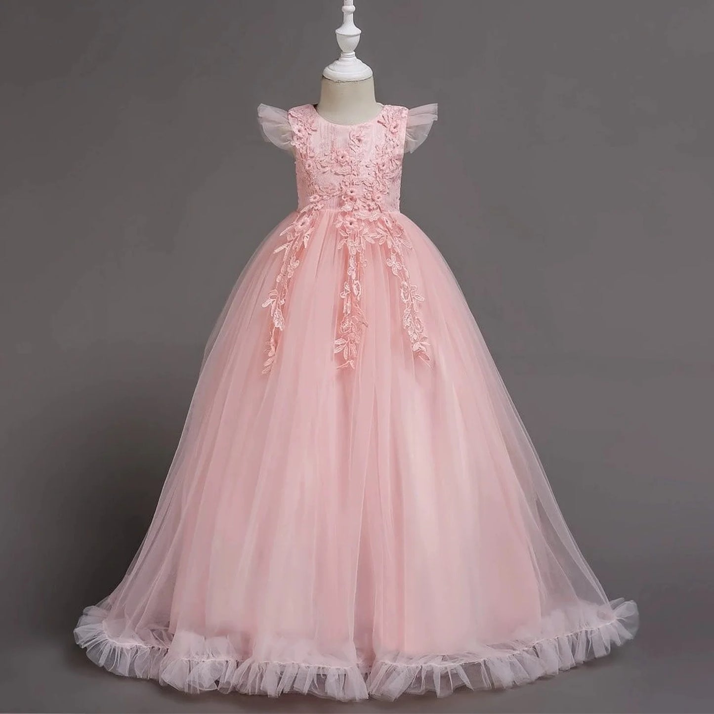 Maxy Fancy Princess Party Dresses for Girls Long Sleeveless Flower Party Evening Dresses Kid Prom Wedding Children Dress 4-15Years