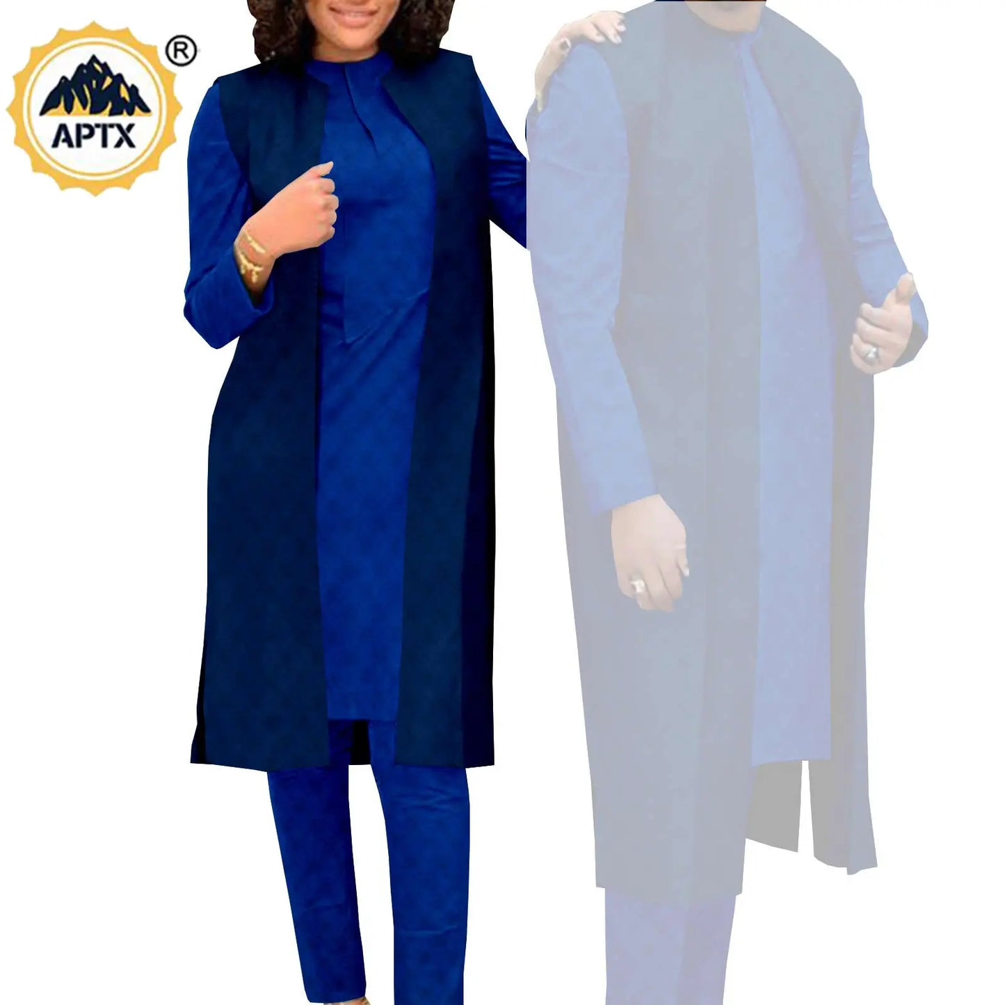 Amay Couples Clothes Bazin Riche Women Outfits 3 Pieces Sets Match Men Jacquard Shirt and Pants and Vest Jackets Sets Y22C029