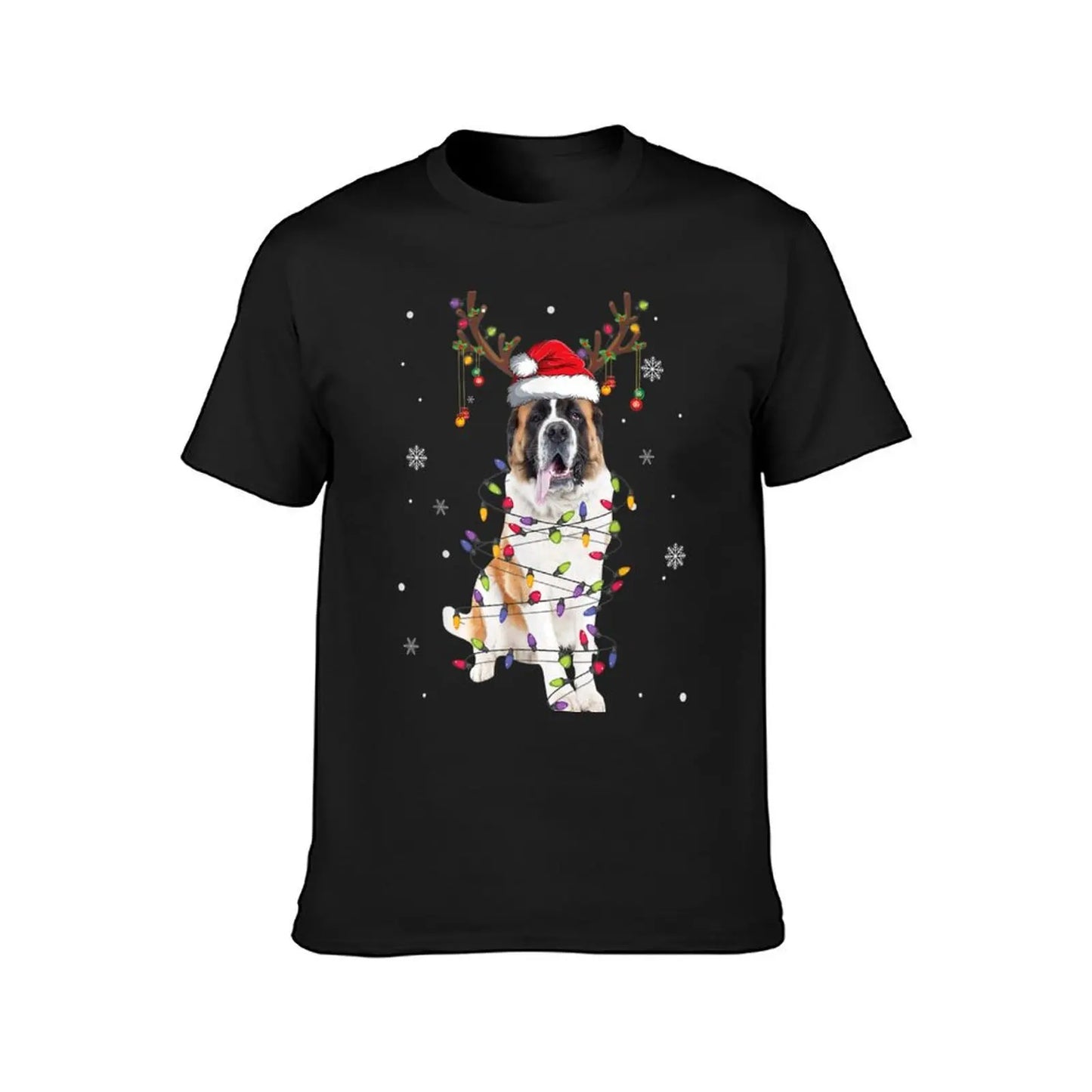 St Bernard Christmas Reindeer Santa Dog Lover Pajama T-Shirt korean fashion quick-drying summer clothes tees clothes for men