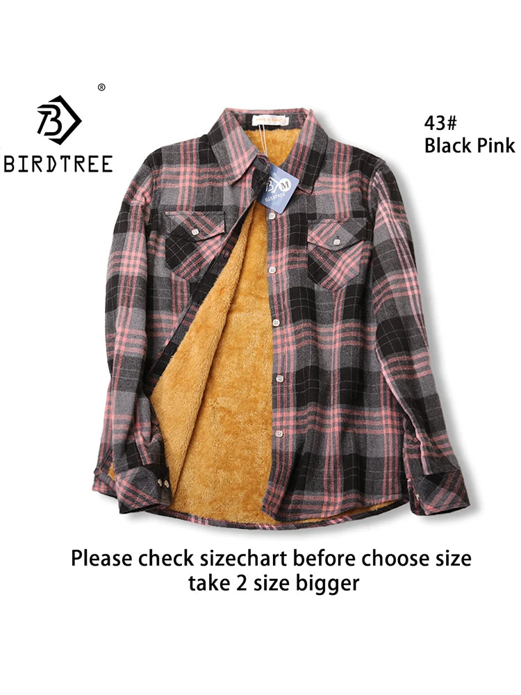 Maxy Women Plus Velvet Thicken Plaid Shirts Winter Warm Coat Jacket Brand Woman Clothes Fleece Tops Female Casual Outerwe T26701J