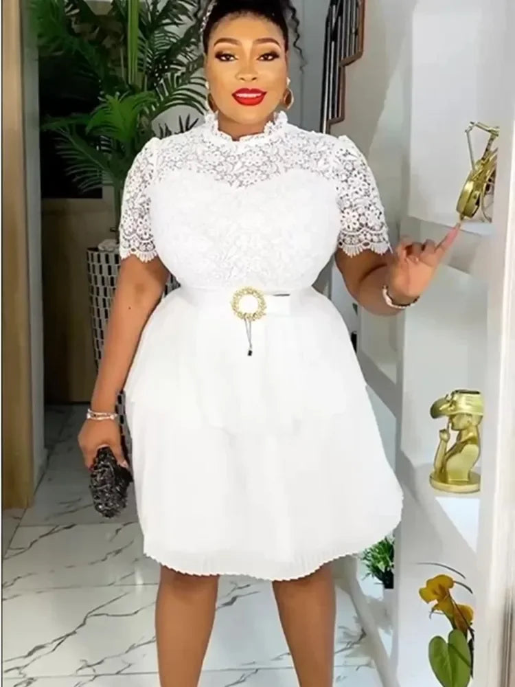 Maxy Fashion Plus Size Party Dresses for Women Dashiki Ankara Lace Evening Gowns Elegant Turkey Muslim Maxy Dress New