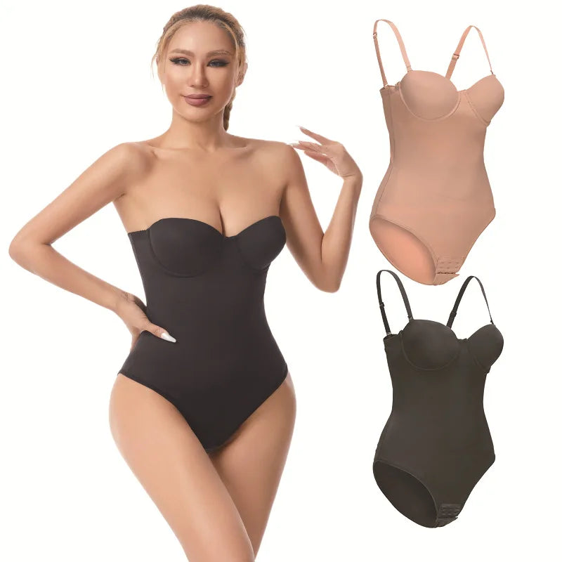 Maxy Cross-Border Plus Size Seamless One-Piece Shapewear Dress Special Strapless Corset Waist Cincher Hip Lifter with Bra