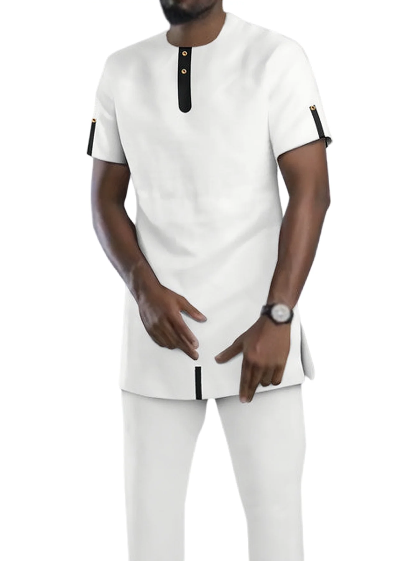 Amay Men Traditional Summer Outfit New in Sportswear Tracksuit Printed T-Shirts Clothes Set Fashion Sports Pant Clothing Suit