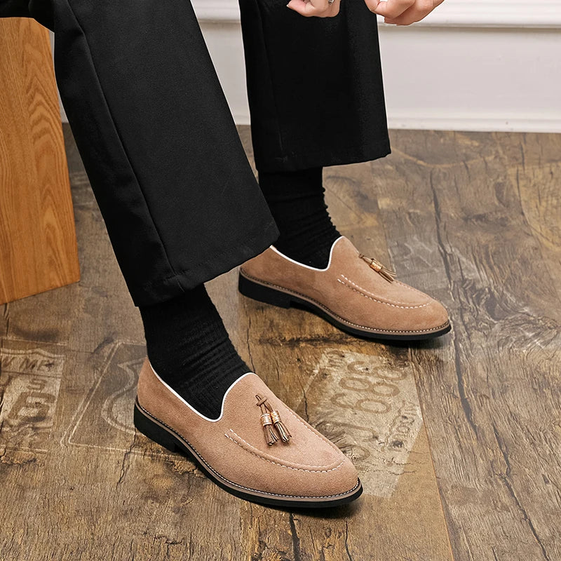 Visco Four Seasons Businessmen Fringed Shoes Men One-foot Casual Comfortable Breathable High-quality Loafers Social Shoes Sizes 38-47