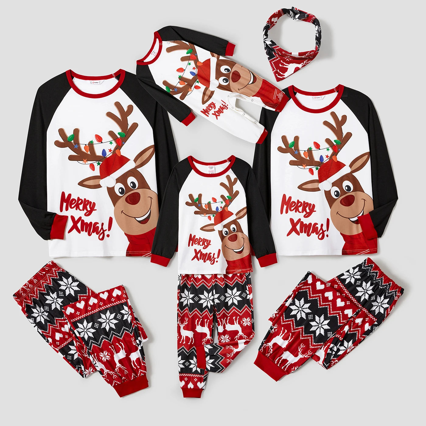 PatPat Christmas Reindeer Print Family Matching Pajamas Sets (Flame Resistant)