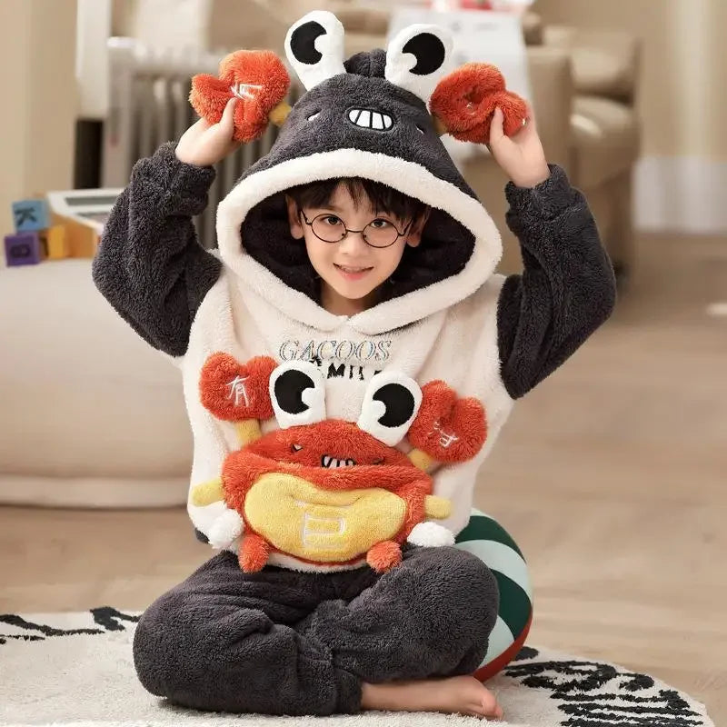 New 2024 Kids Boys Girls Pajamas Cartoon Long Sleeve Cute Warm Tops with Pants Toddler Baby Autumn Winter Sleeping Clothes Sets