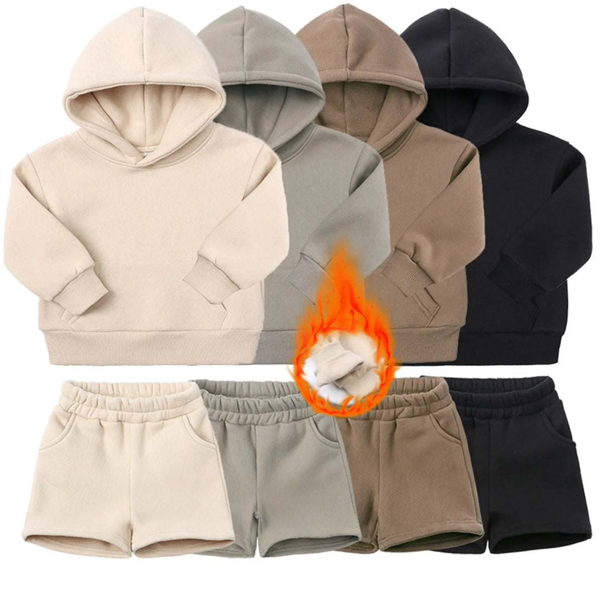 Maxy Children Kids Outfits Autumn Suits Solid Color Fleece Pants+Long Sleeve Sweatshirt Clothes For Toddler Boys Girls Tracksuit Set