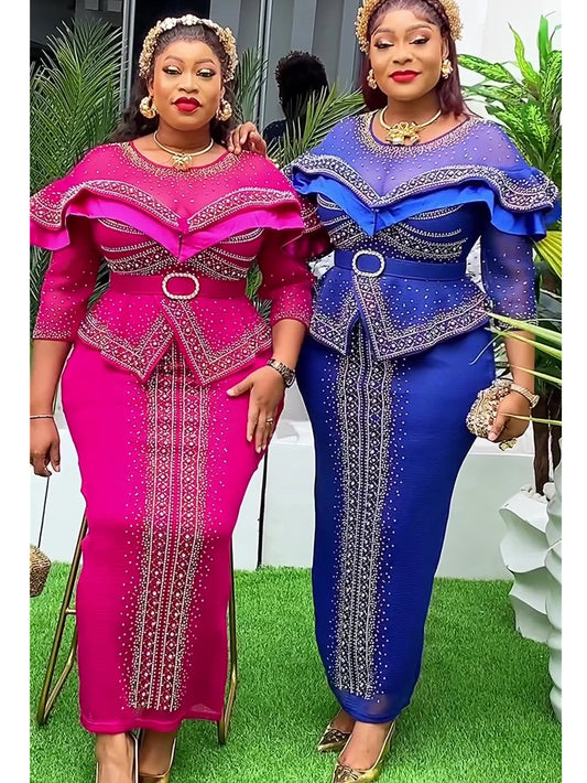 Amay Elegant Dresses for Women New Clothing Plus Size Turkey Wedding Party Long Dress Dashiki Ankara Outfits Robe