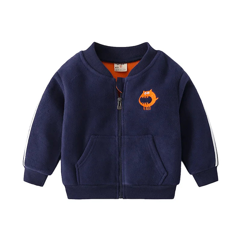 Babs Fall Fleece Boys Jacket Embroidery Warm Thermal Toddler Winter Coat Children's Outfit Kids Clothes