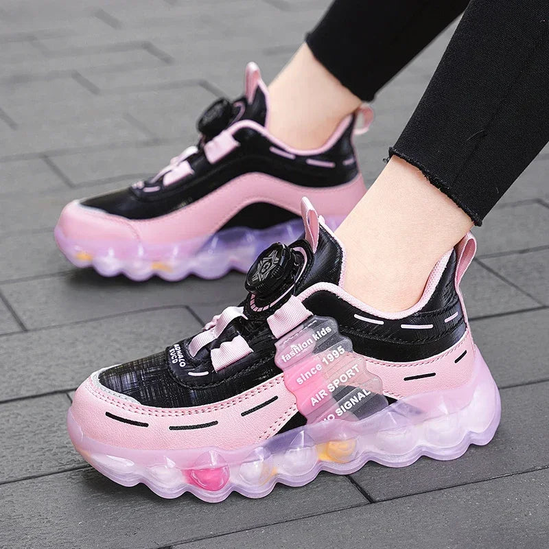 Maxy Spring Children Girls Boys PU Sneakers Toddlers Casual Shoes Kids Fashion Pink Tennis High Quality Sports Flats Size 26-39#