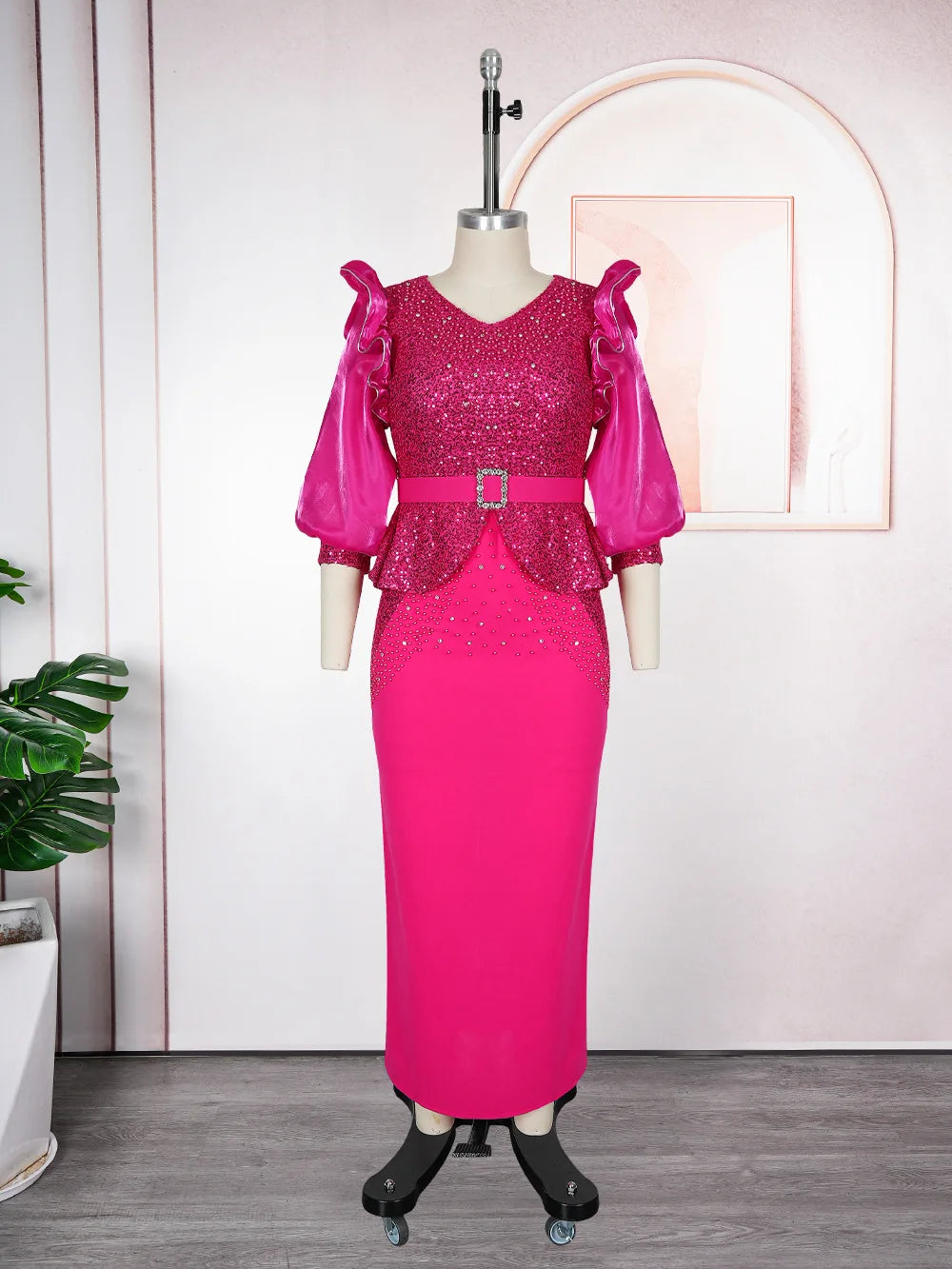 Maxy Dresses for Women Plus Size Ankara Dashiki Africa Clothing Sequin Evening Wedding Party Gown Abaya Turkey Kaftan Outfits