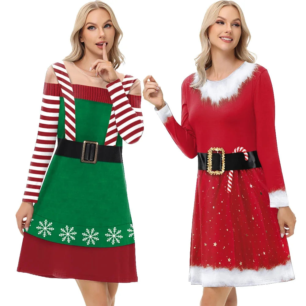 Christmas Maxy Costume Girls Xmas Santa Claus Dress Carnival Party Adults Family Matching Outfits Cosplay Clothing Xmas Gifts