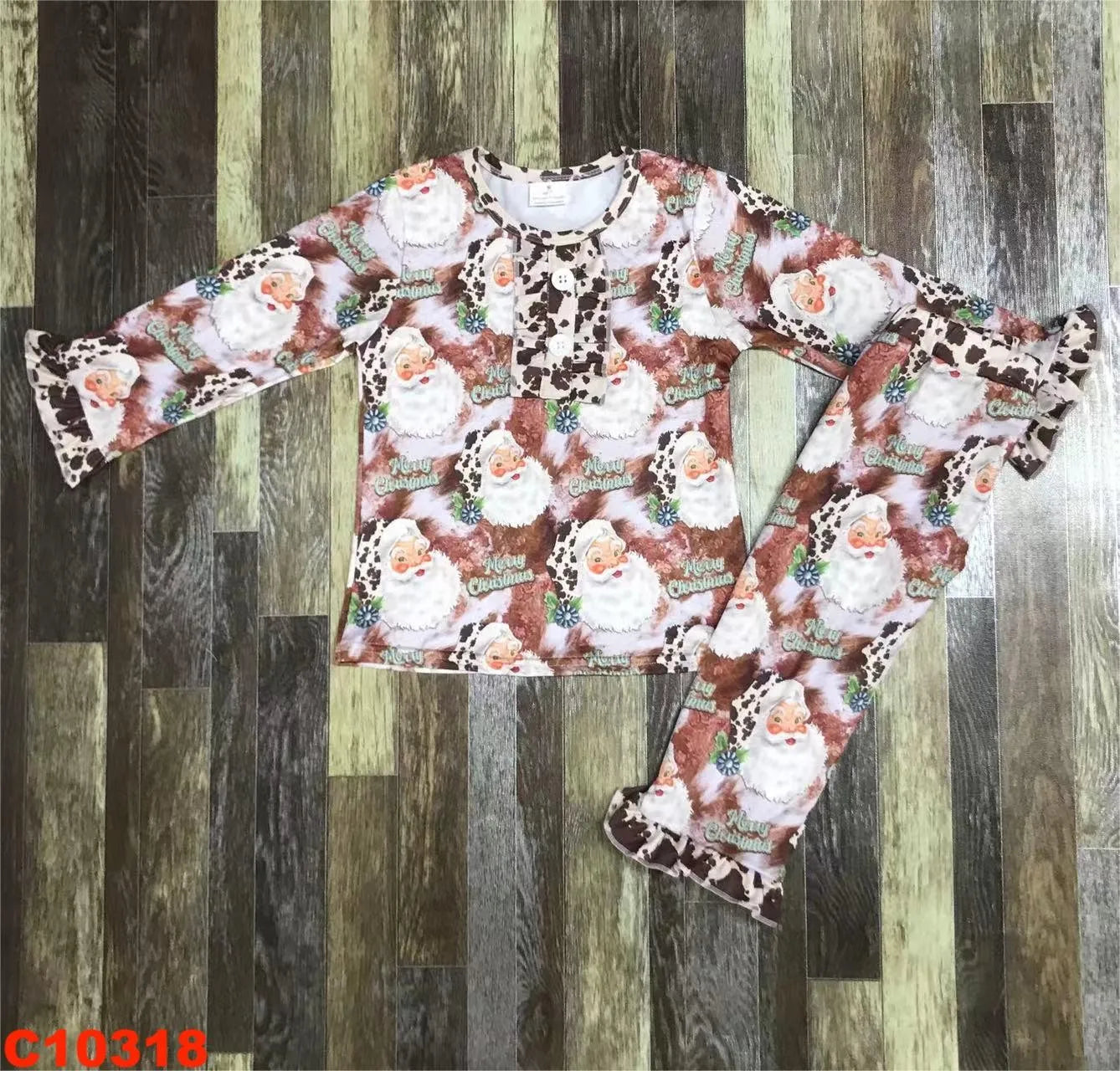 Maxy Red Fall Christmas Children's Pajamas set Santa baby autumn long cotton long-sleeved top + long pants pajamas set